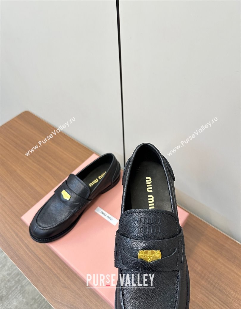 Miu Miu Leather Penny Loafers Black 2024 5D773D (MD-241228053)