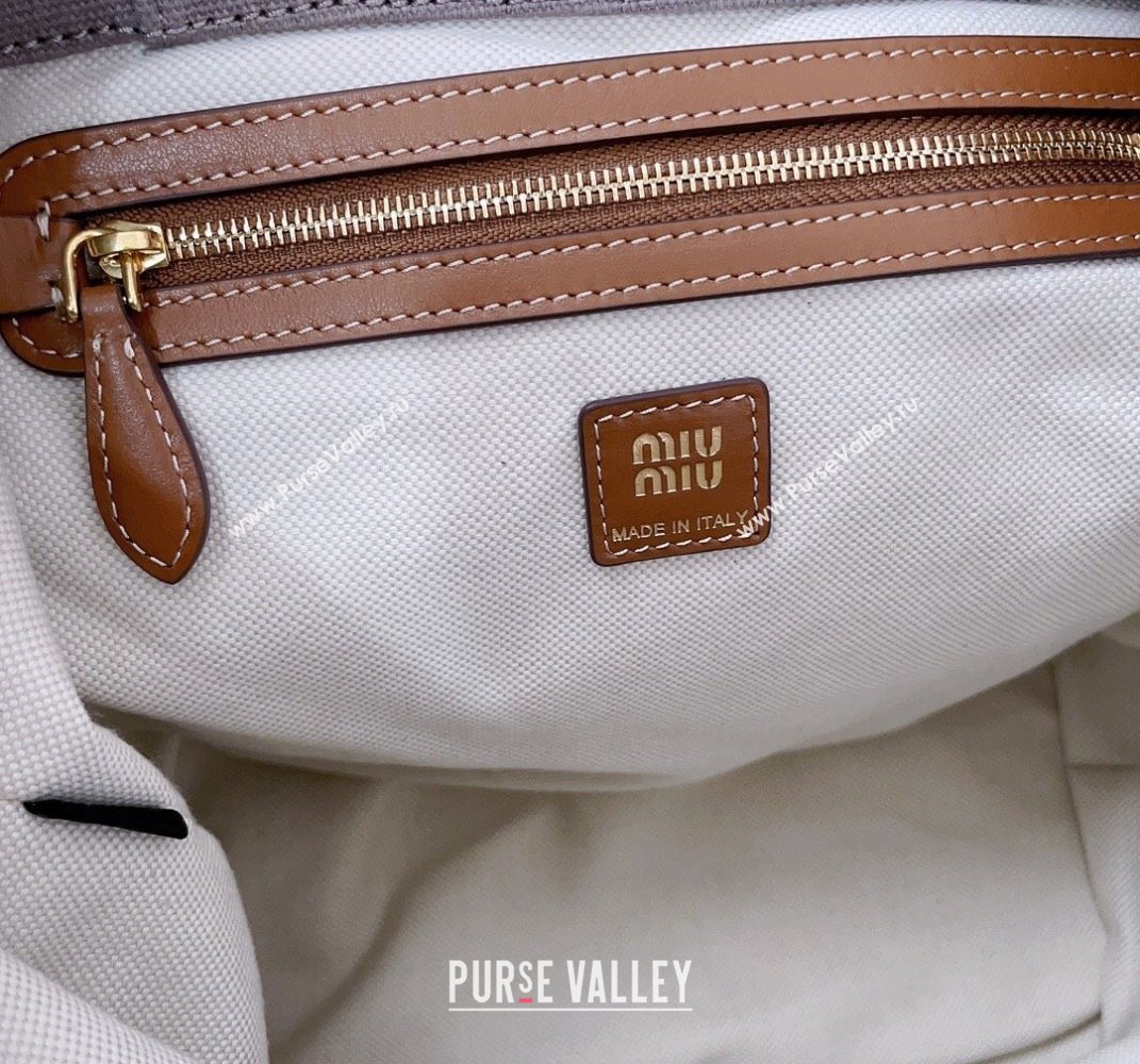 Miu Miu Canvas and leather backpack bag Grey 2025 5BZ042 (JD-250407104)