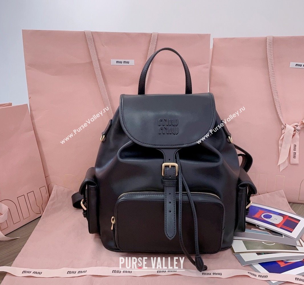 Miu Miu Calf leather backpack bag Black 2025 5BZ042 (JD-250407106)