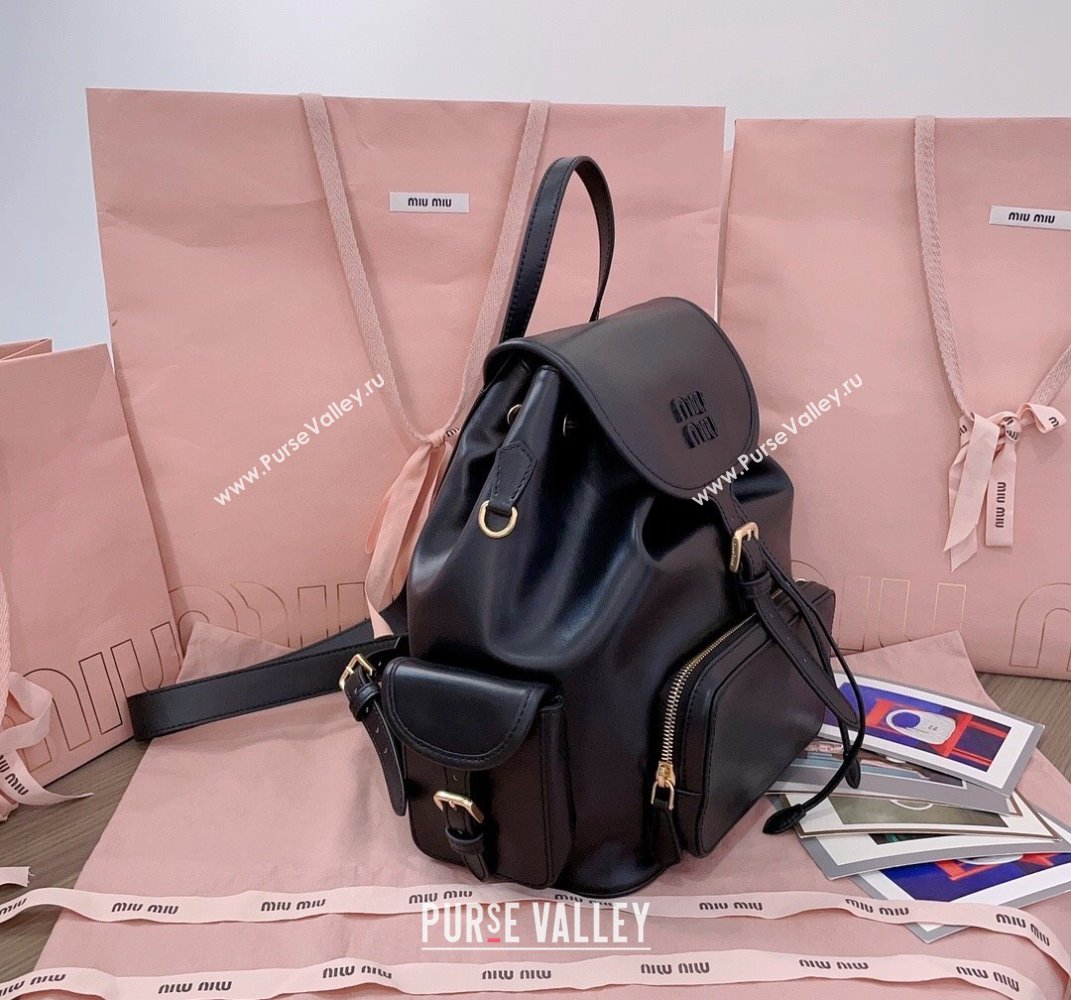 Miu Miu Calf leather backpack bag Black 2025 5BZ042 (JD-250407106)
