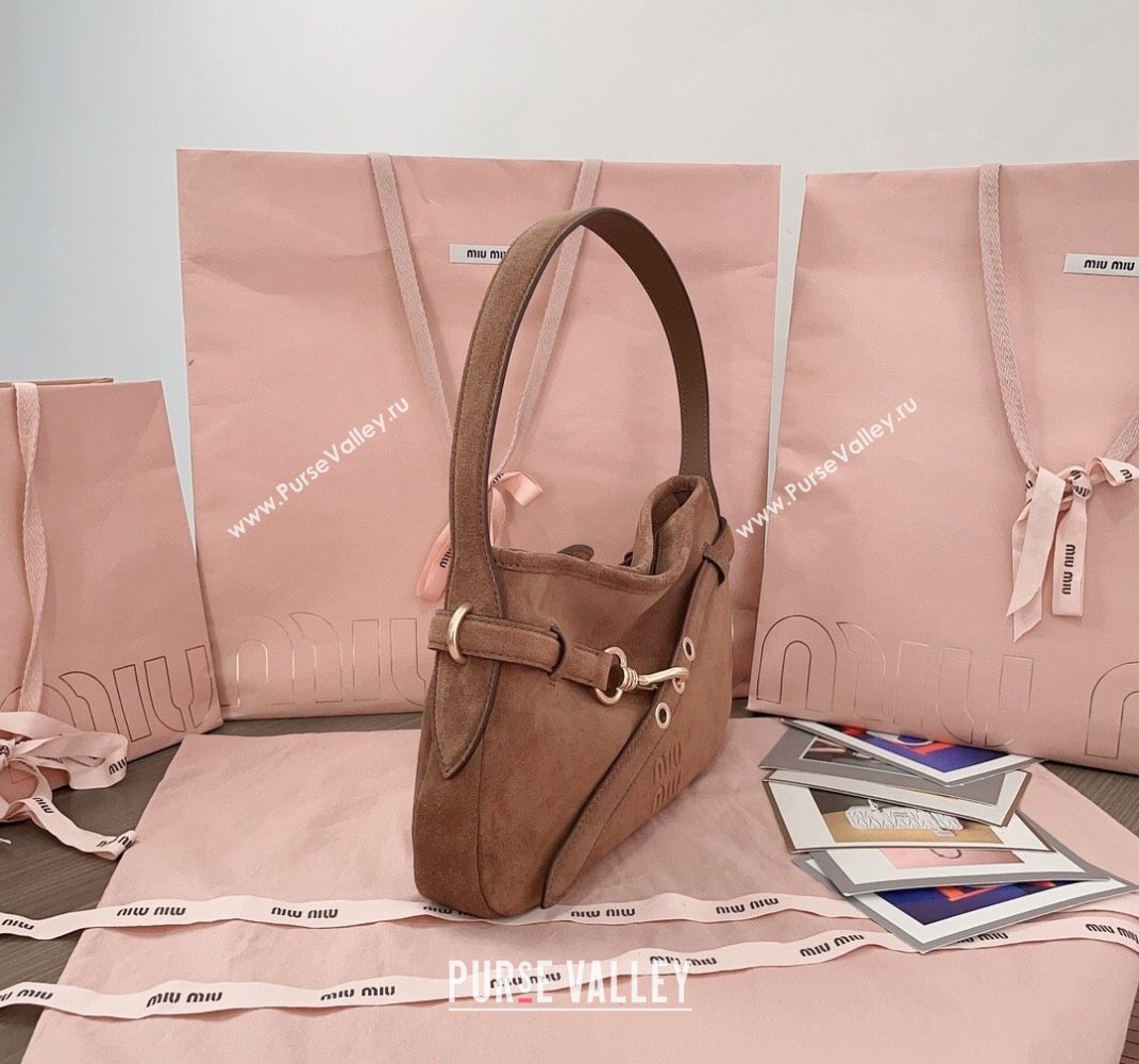 Miu Miu Aventure suede hobo bag Brown 2025 5BC182 (JD-250407110)