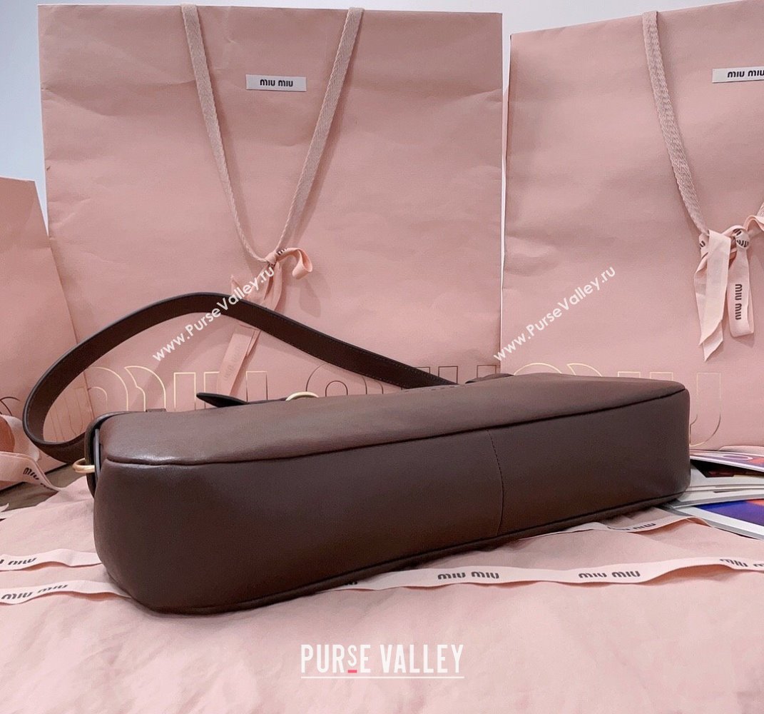 Miu Miu Medium Aventure leather hobo bag Briarwood Brown 2025 5BC181 (JD-250407114)