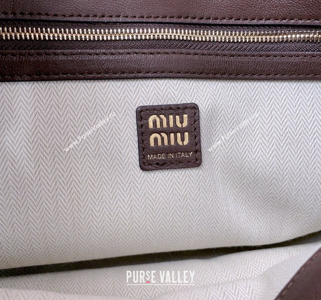 Miu Miu Medium Aventure leather hobo bag Briarwood Brown 2025 5BC181 (JD-250407114)