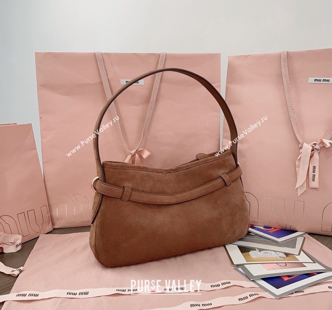 Miu Miu Aventure suede hobo bag Brown 2025 5BC182 (JD-250407110)