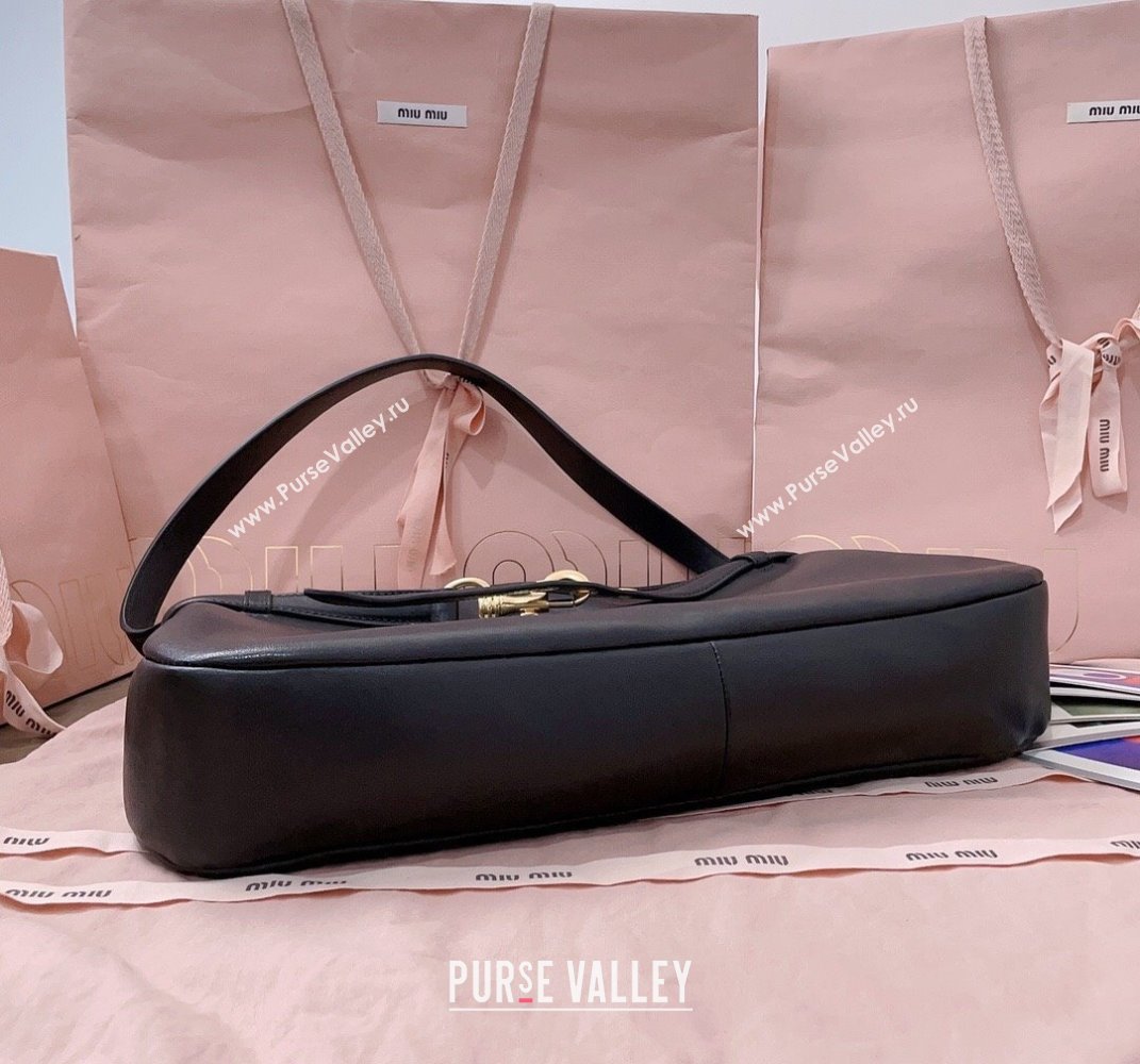 Miu Miu Medium Aventure leather hobo bag Black 2025 5BC181 (JD-250407115)