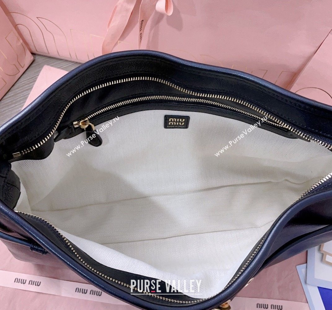 Miu Miu Medium Aventure leather hobo bag Black 2025 5BC181 (JD-250407115)