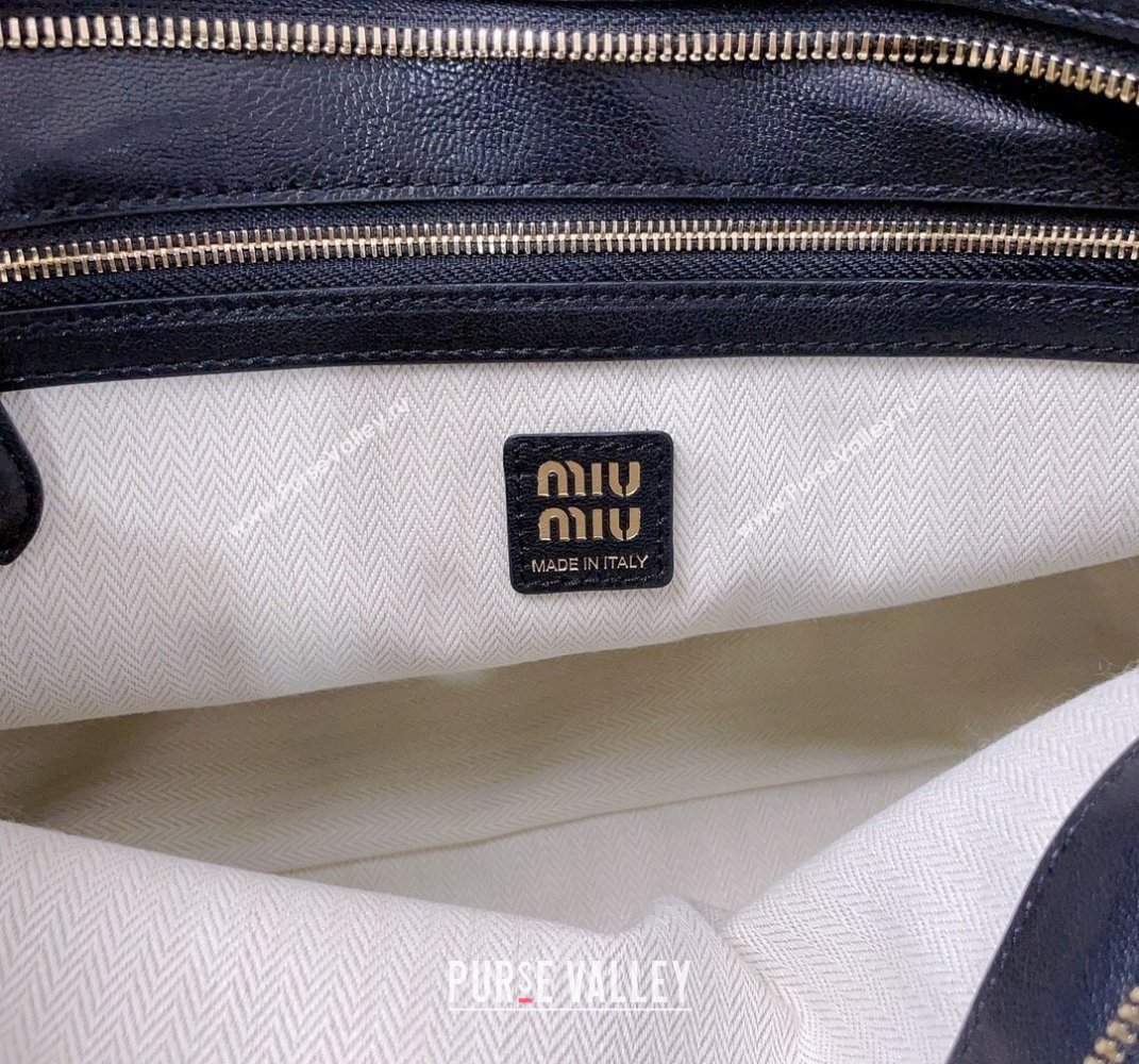 Miu Miu Medium Aventure leather hobo bag Black 2025 5BC181 (JD-250407115)