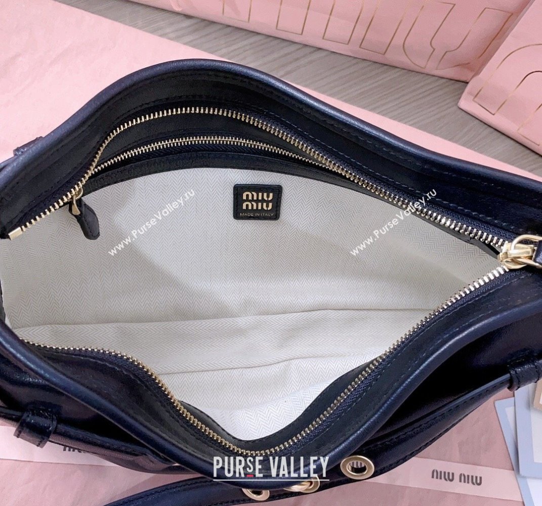 Miu Miu Aventure leather hobo bag Black 2025 5BC182 (JD-250407113)