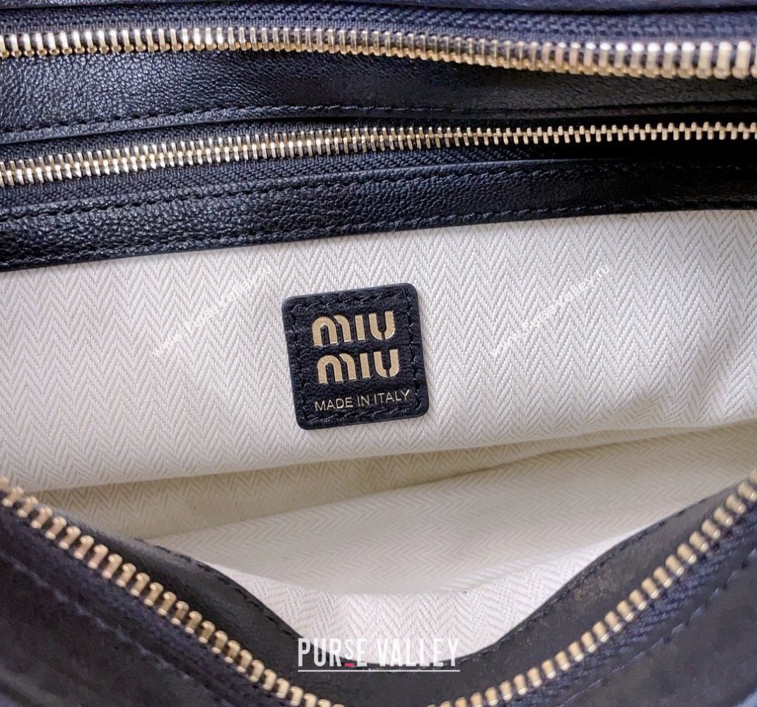 Miu Miu Aventure leather hobo bag Black 2025 5BC182 (JD-250407113)