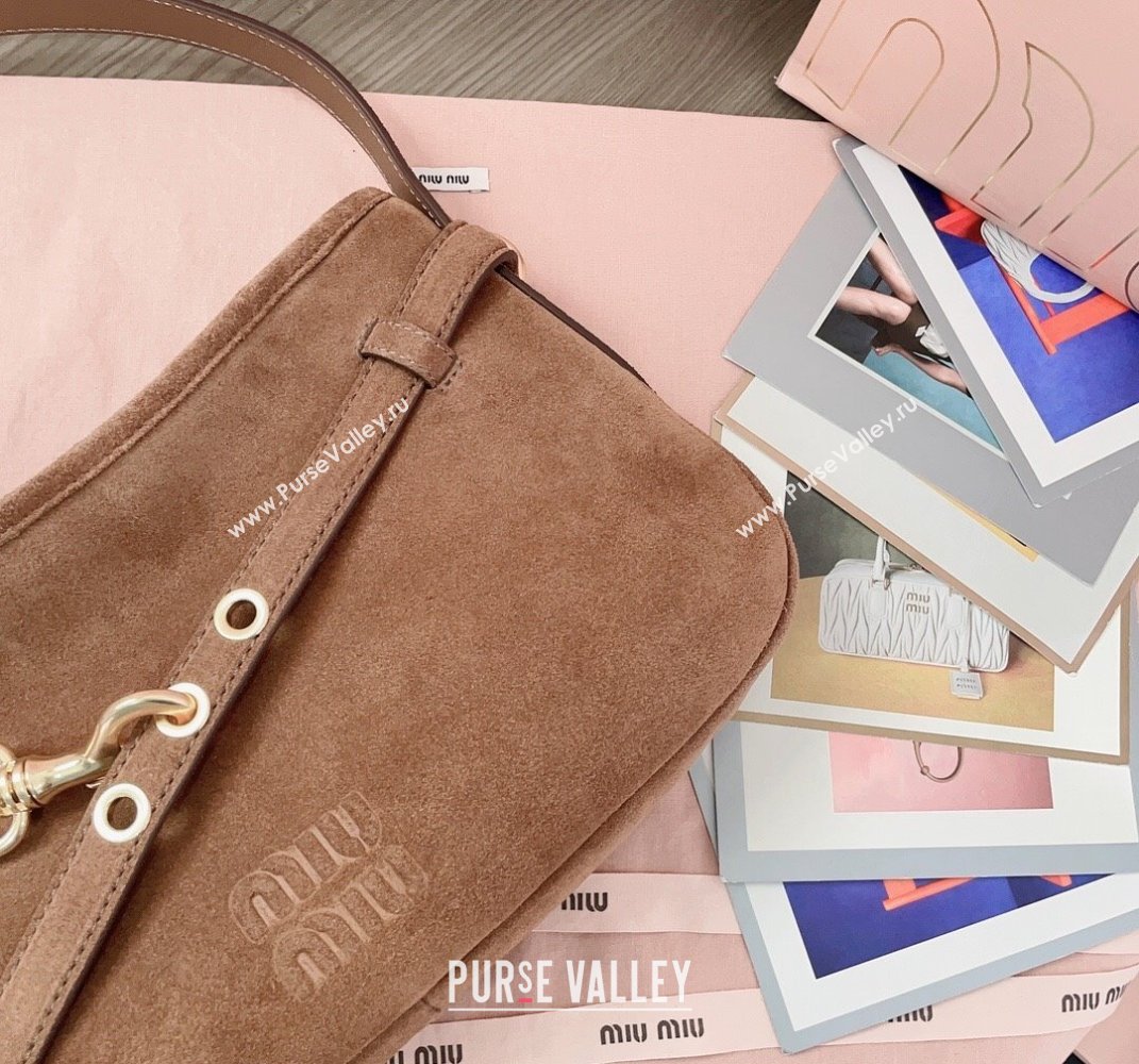 Miu Miu Aventure suede hobo bag Brown 2025 5BC182 (JD-250407110)