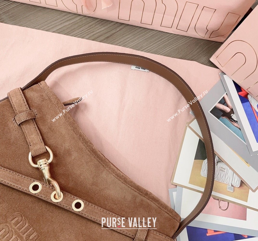 Miu Miu Aventure suede hobo bag Brown 2025 5BC182 (JD-250407110)