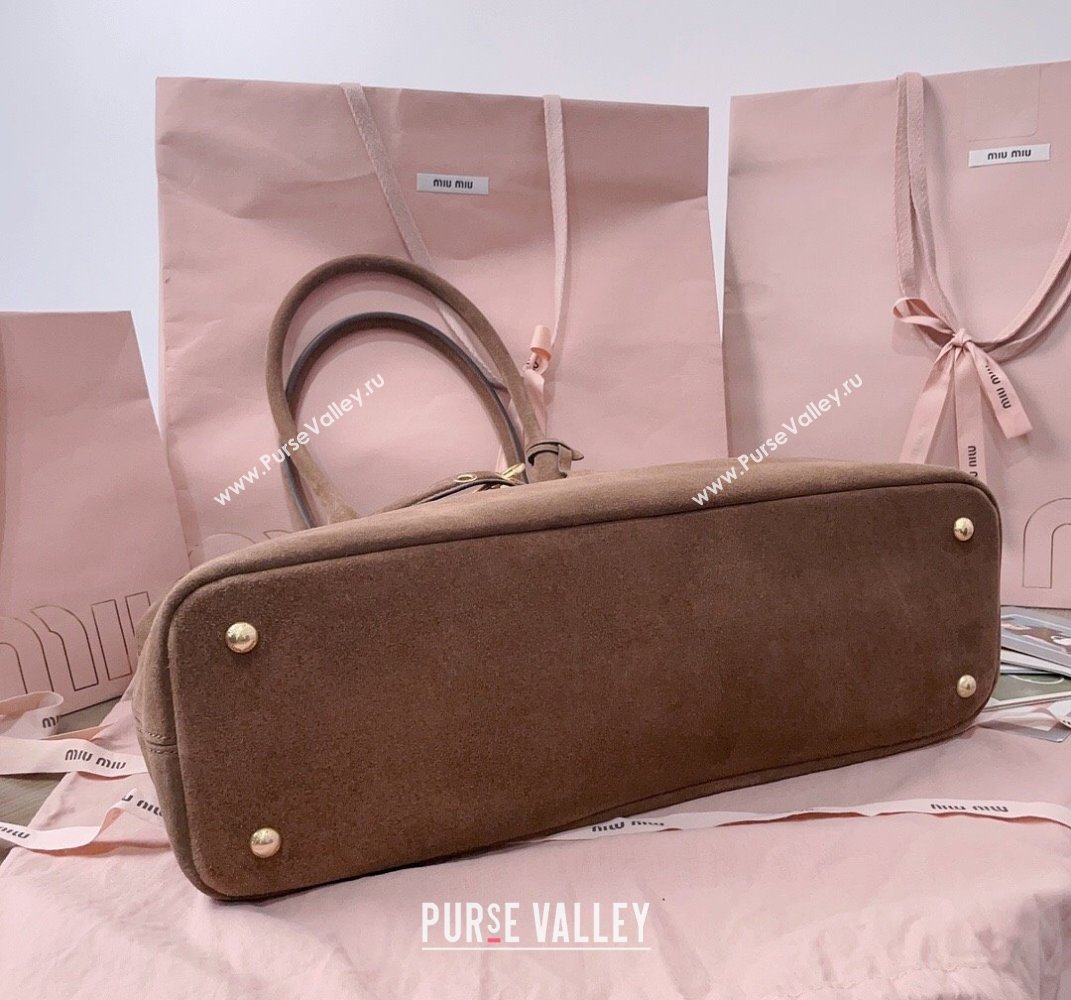 Miu Miu Aventure suede tote bag Dark Brown 2025 5BG291 (JD-250407118)