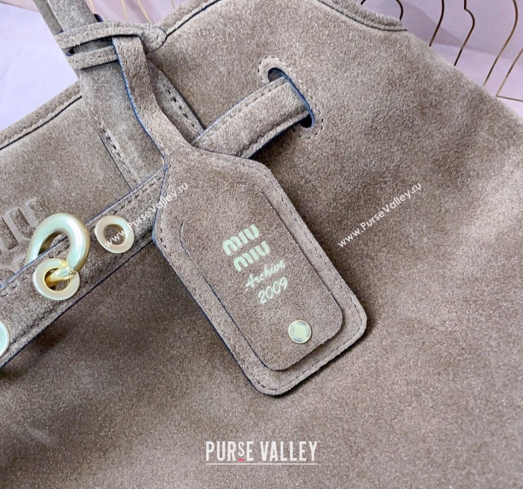 Miu Miu Aventure suede tote bag Dark Brown 2025 5BG291 (JD-250407118)