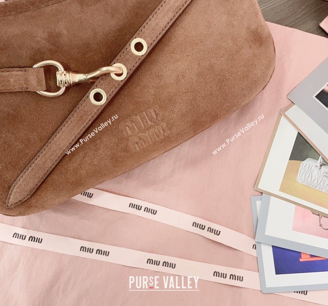 Miu Miu Aventure suede hobo bag Brown 2025 5BC182 (JD-250407110)
