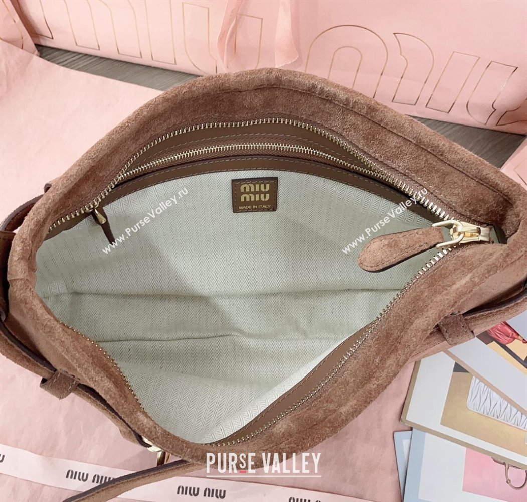 Miu Miu Aventure suede hobo bag Brown 2025 5BC182 (JD-250407110)