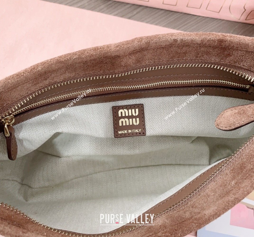 Miu Miu Aventure suede hobo bag Brown 2025 5BC182 (JD-250407110)