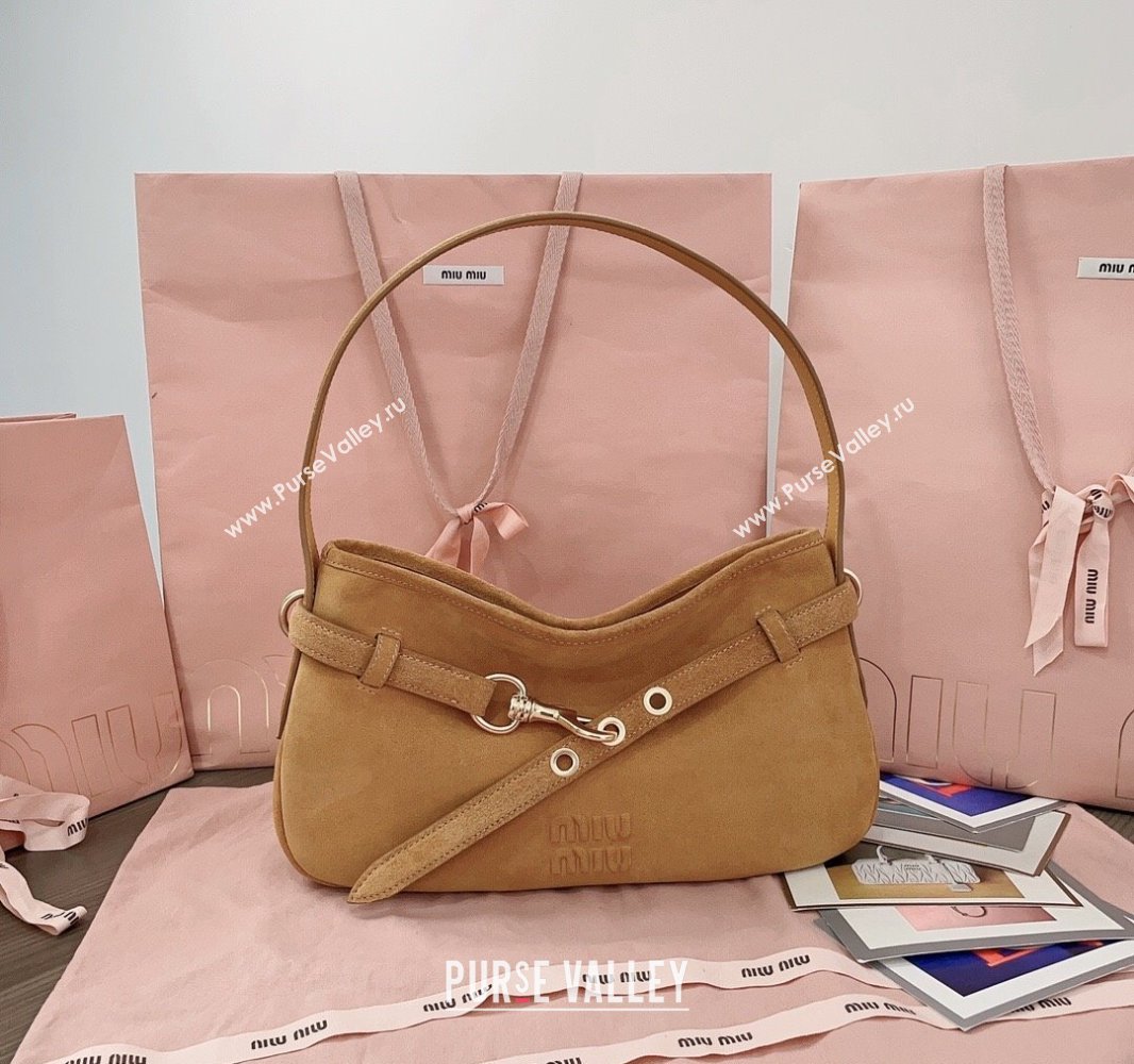 Miu Miu Aventure suede hobo bag Yellow 2025 5BC182 (JD-250407111)