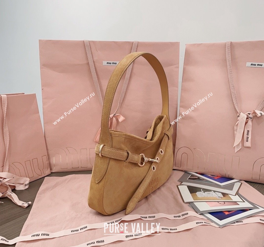 Miu Miu Aventure suede hobo bag Yellow 2025 5BC182 (JD-250407111)