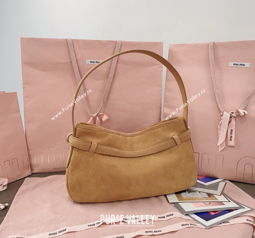 Miu Miu Aventure suede hobo bag Yellow 2025 5BC182 (JD-250407111)