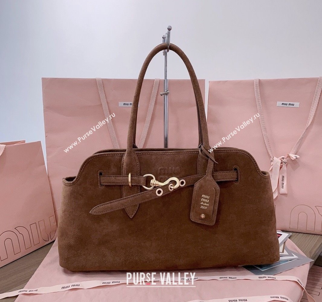 Miu Miu Aventure suede bag Dark Brown 2025 5BG310 (JD-250407120)