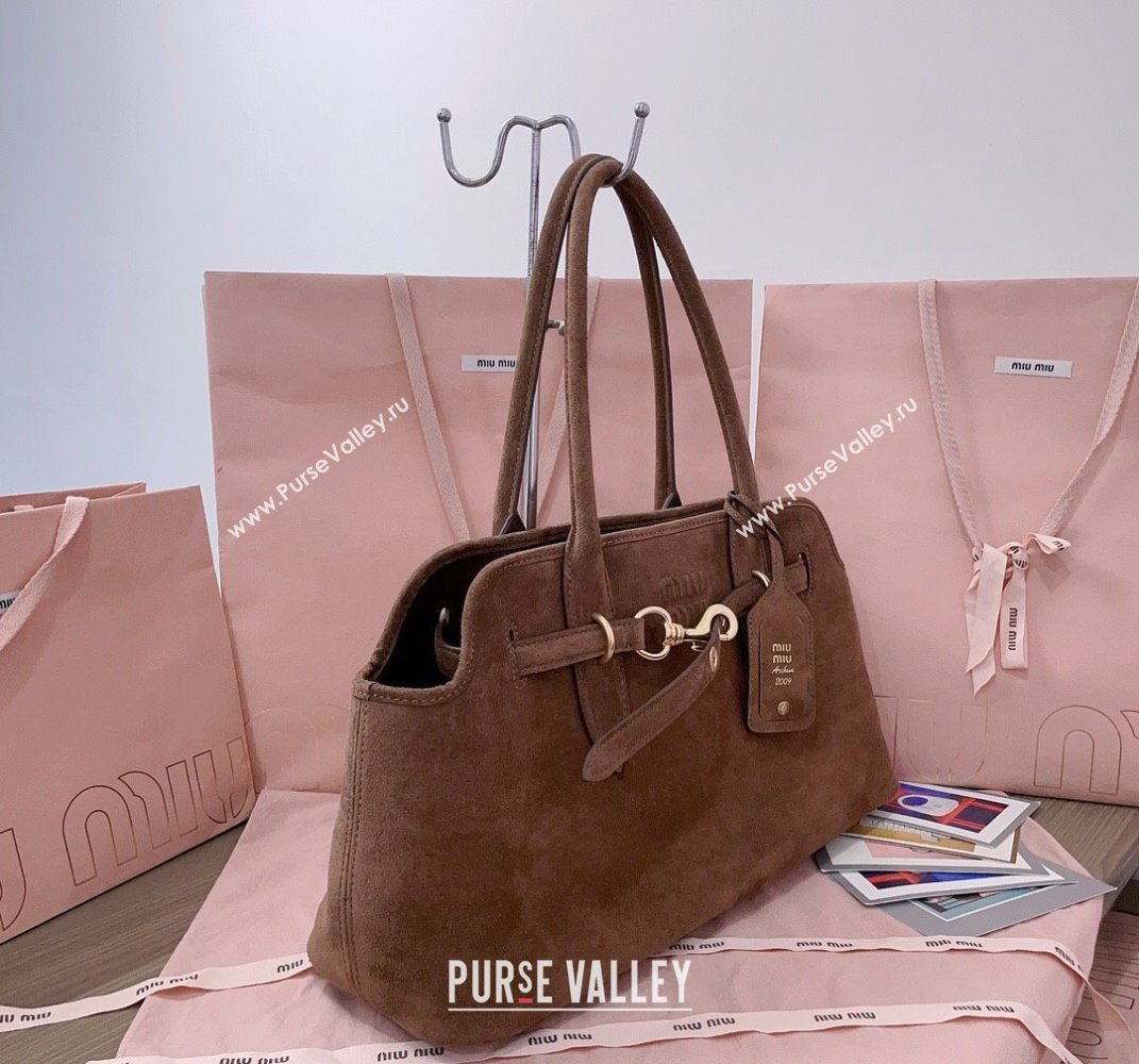 Miu Miu Aventure suede bag Dark Brown 2025 5BG310 (JD-250407120)