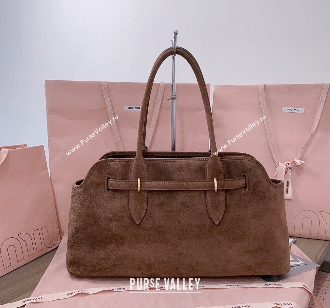 Miu Miu Aventure suede bag Dark Brown 2025 5BG310 (JD-250407120)