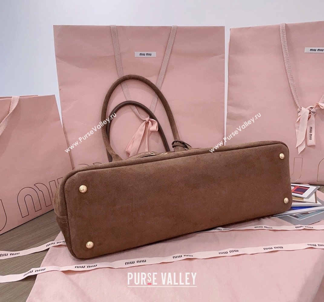 Miu Miu Aventure suede bag Dark Brown 2025 5BG310 (JD-250407120)