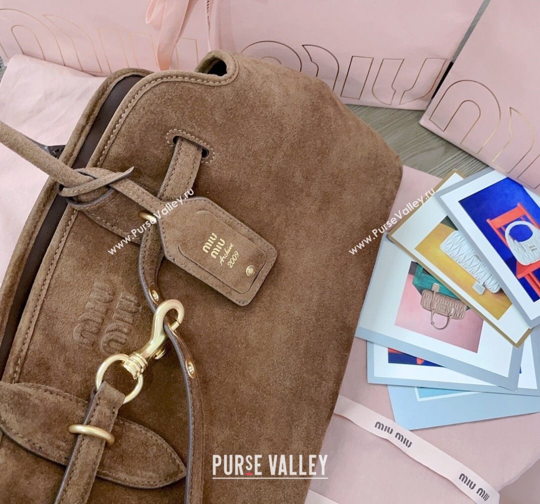 Miu Miu Aventure suede bag Dark Brown 2025 5BG310 (JD-250407120)