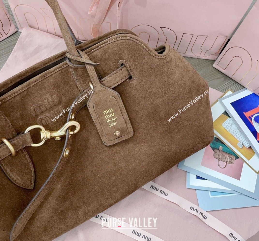 Miu Miu Aventure suede bag Dark Brown 2025 5BG310 (JD-250407120)