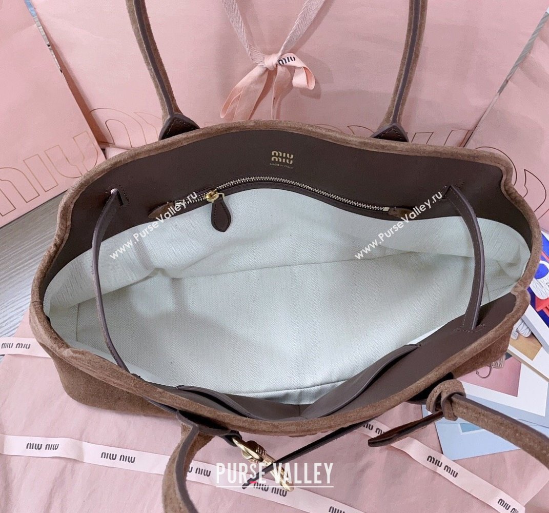 Miu Miu Aventure suede bag Dark Brown 2025 5BG310 (JD-250407120)