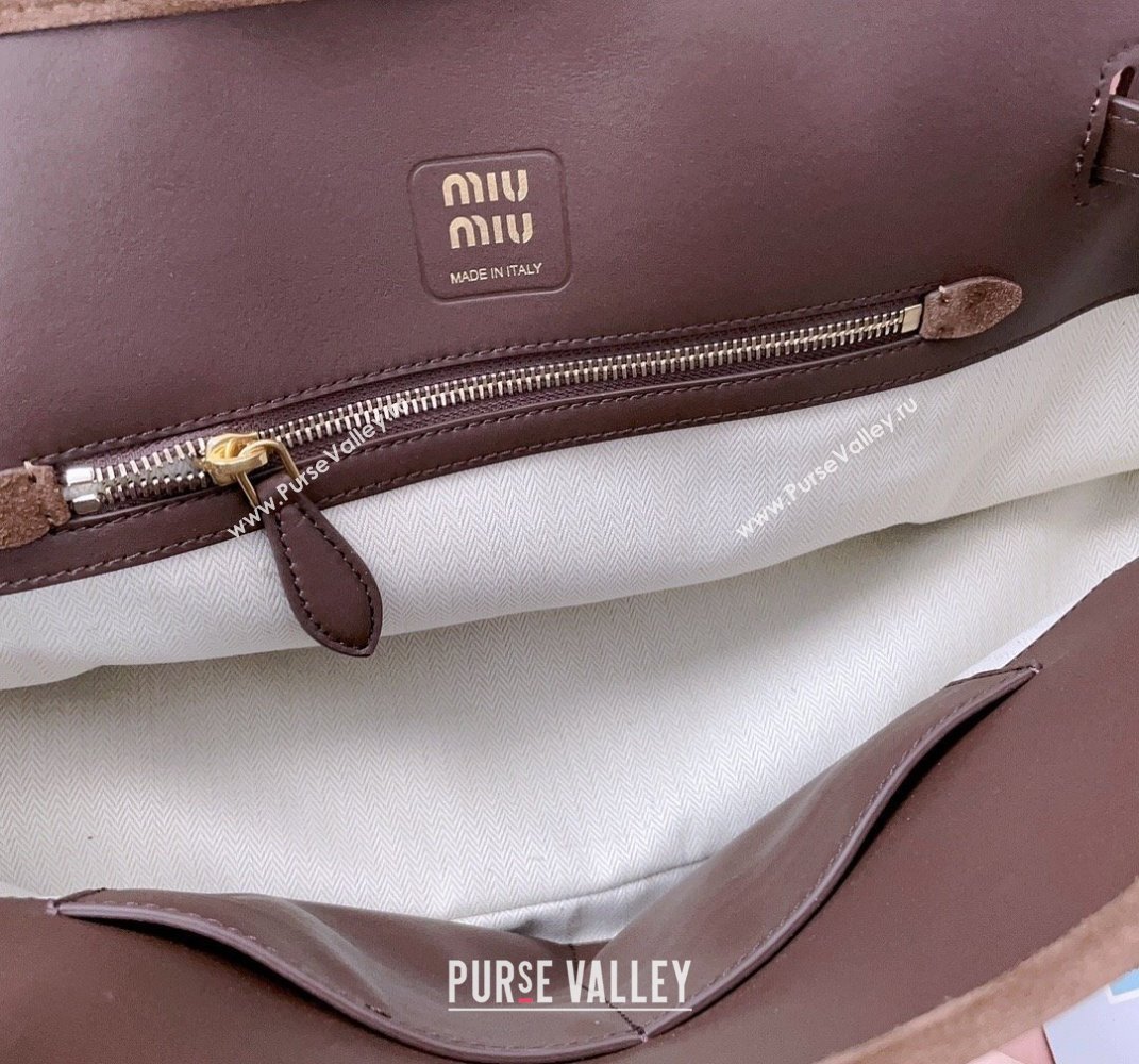 Miu Miu Aventure suede bag Dark Brown 2025 5BG310 (JD-250407120)