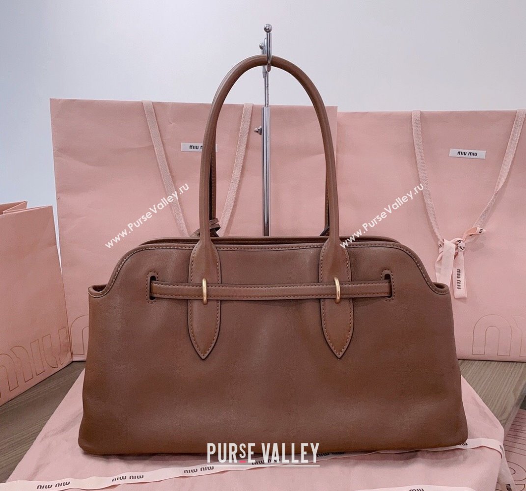 Miu Miu Aventure leather bag Oak Brown 2025 5BG310 (JD-250407123)