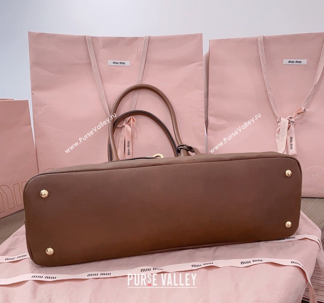 Miu Miu Aventure leather bag Oak Brown 2025 5BG310 (JD-250407123)