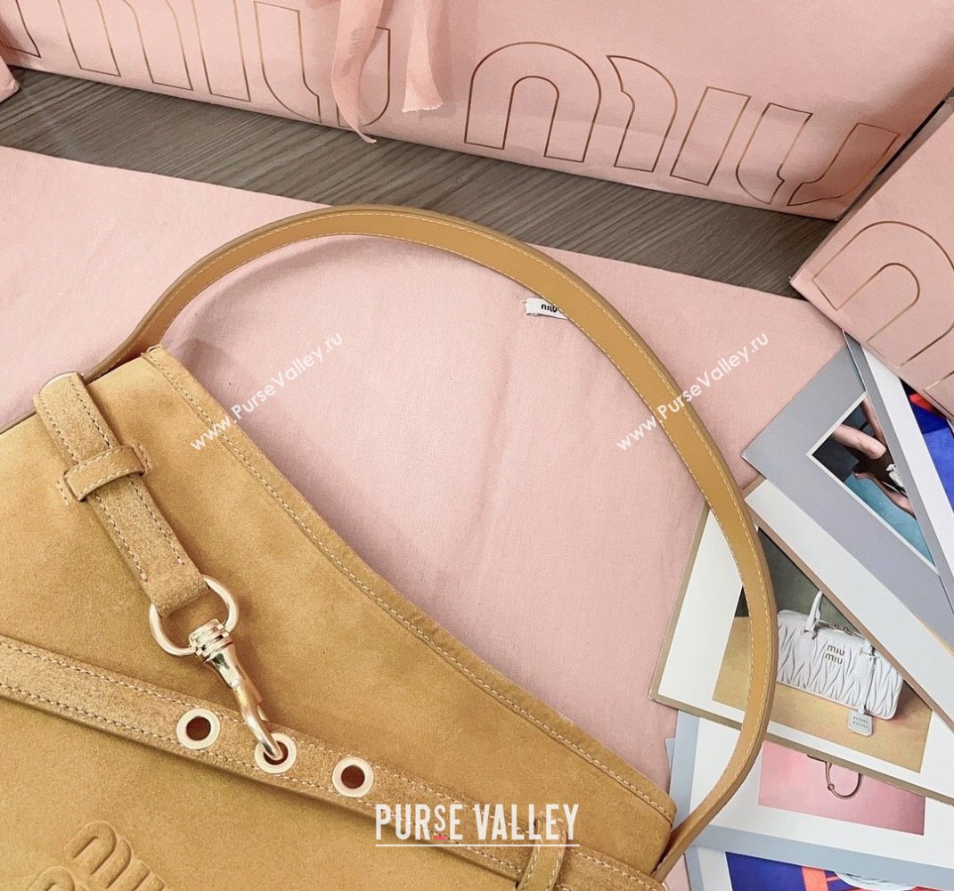 Miu Miu Aventure suede hobo bag Yellow 2025 5BC182 (JD-250407111)