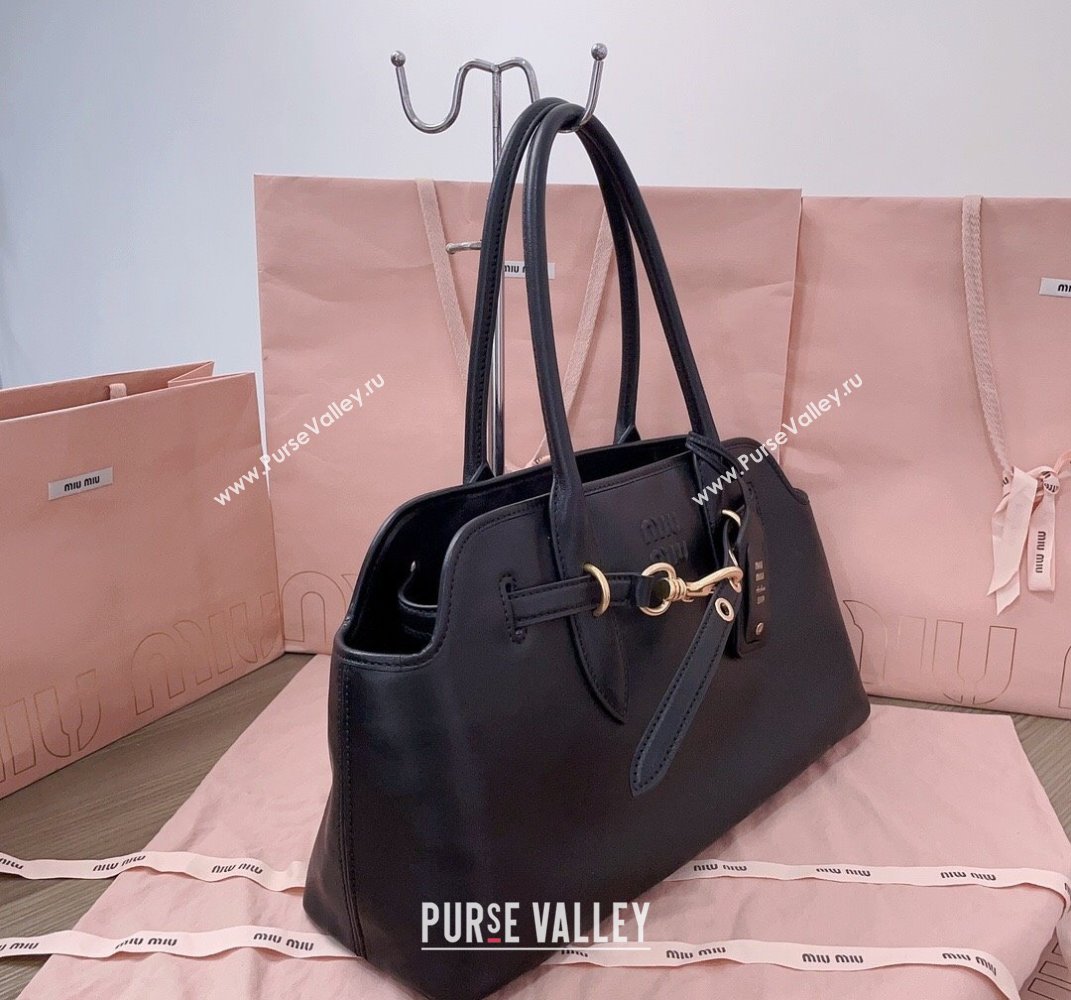 Miu Miu Aventure leather bag Black 2025 5BG310 (JD-250407122)