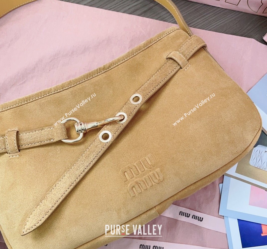 Miu Miu Aventure suede hobo bag Yellow 2025 5BC182 (JD-250407111)