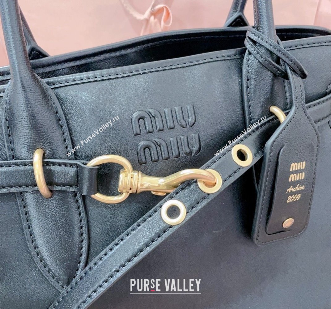 Miu Miu Aventure leather bag Black 2025 5BG310 (JD-250407122)
