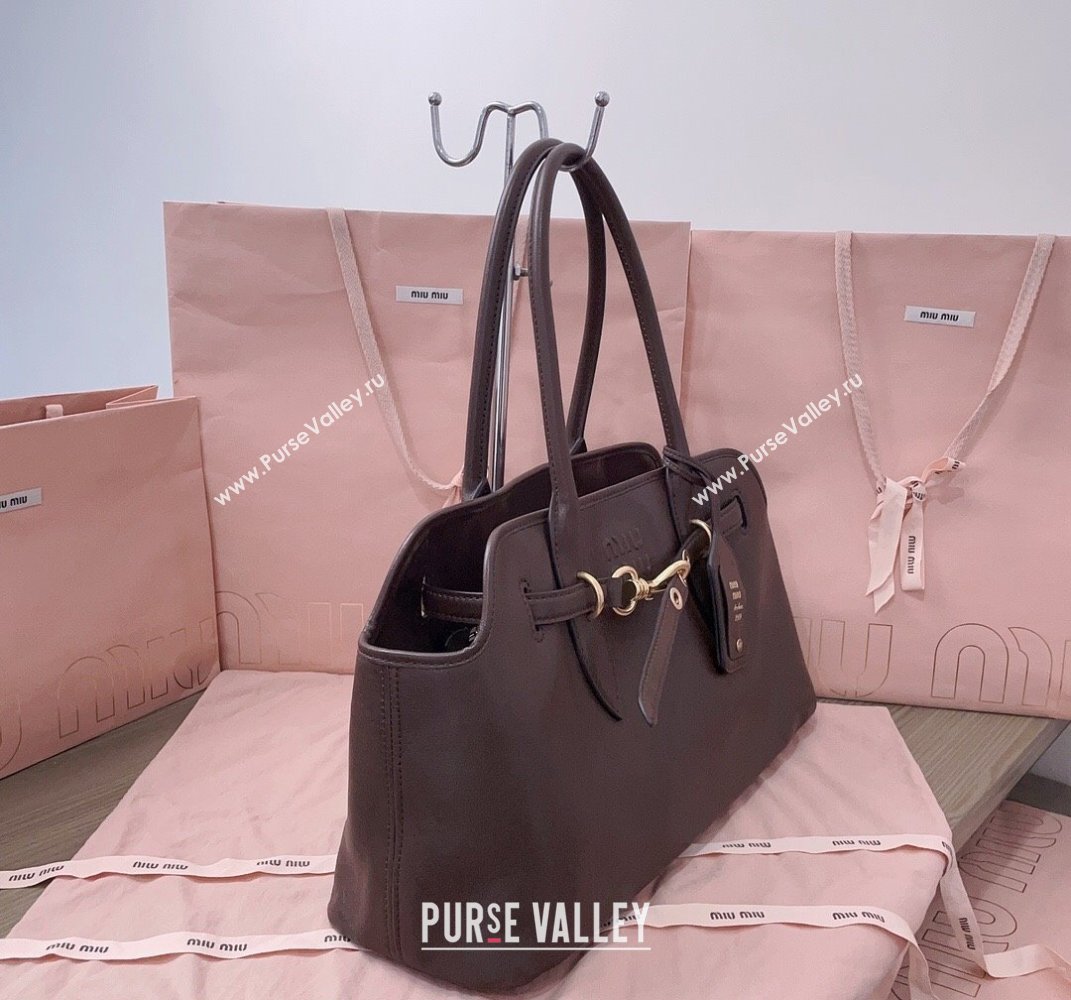 Miu Miu Aventure leather bag Briarwood Brown 2025 5BG310 (JD-250407121)