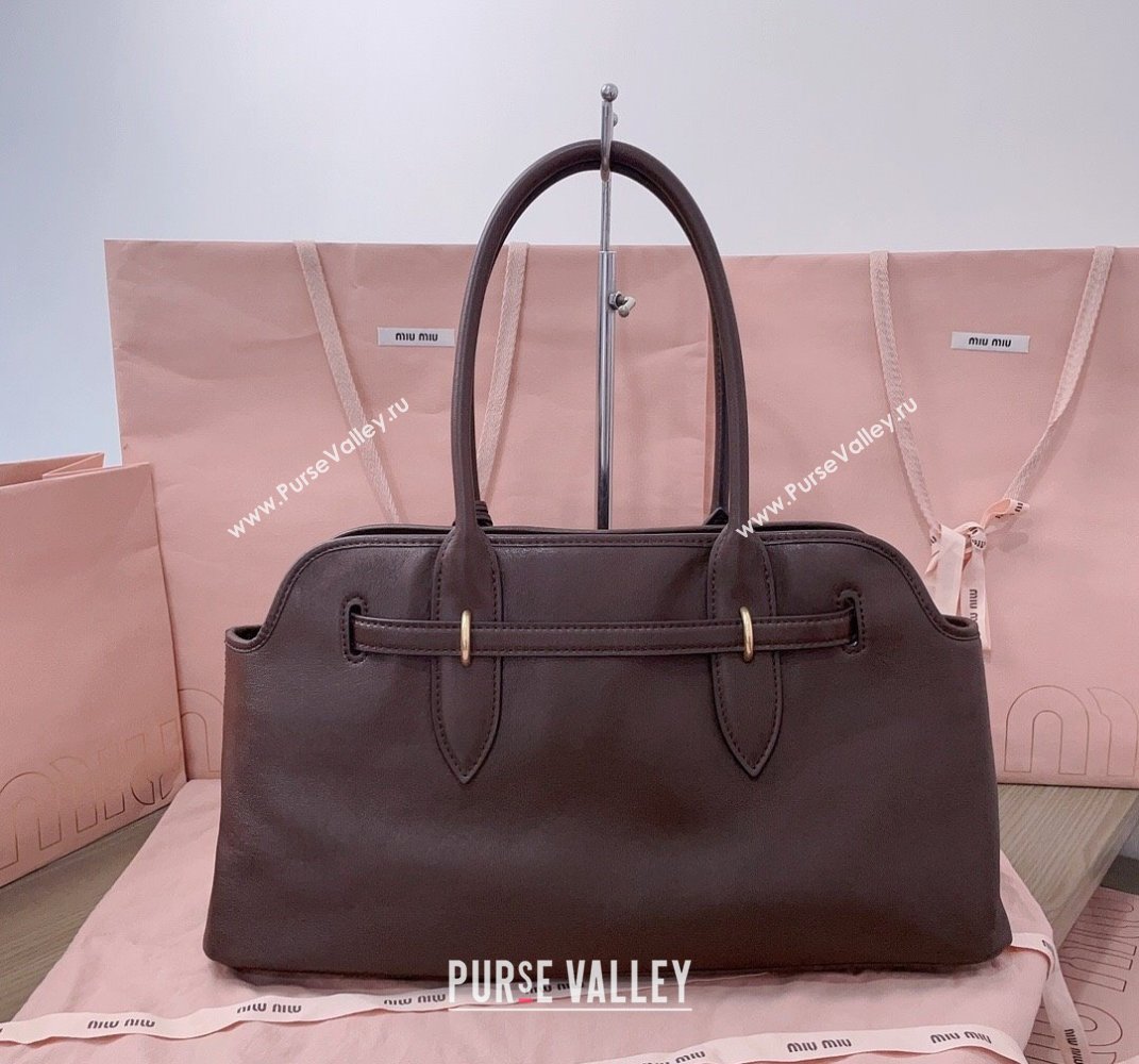Miu Miu Aventure leather bag Briarwood Brown 2025 5BG310 (JD-250407121)