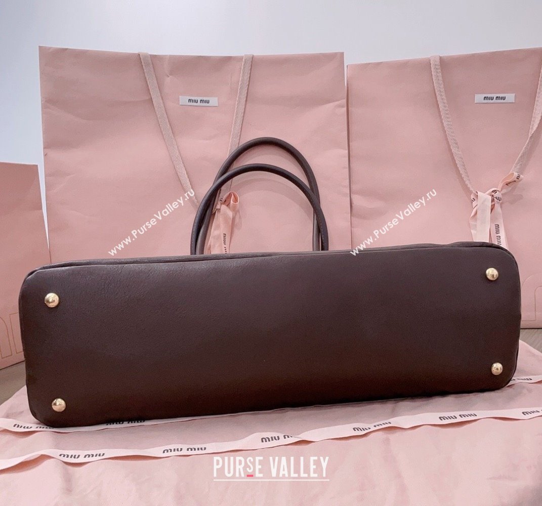 Miu Miu Aventure leather bag Briarwood Brown 2025 5BG310 (JD-250407121)