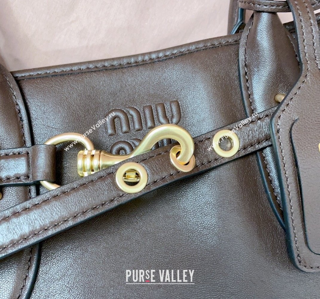 Miu Miu Aventure leather bag Briarwood Brown 2025 5BG310 (JD-250407121)