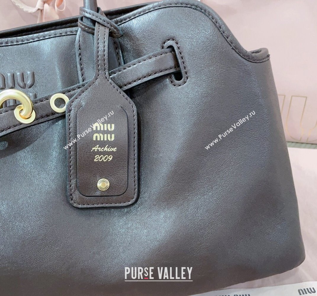 Miu Miu Aventure leather bag Briarwood Brown 2025 5BG310 (JD-250407121)