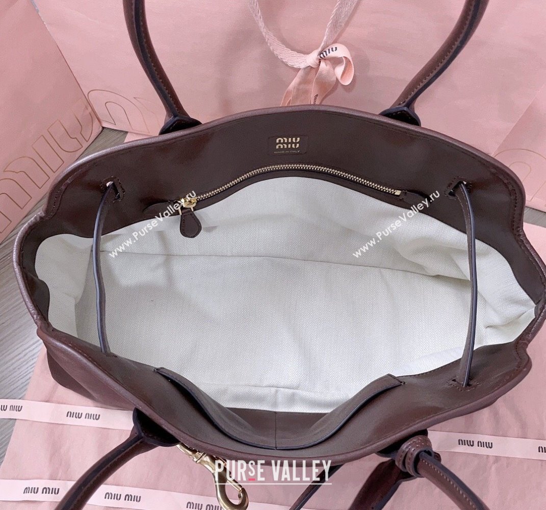 Miu Miu Aventure leather bag Briarwood Brown 2025 5BG310 (JD-250407121)