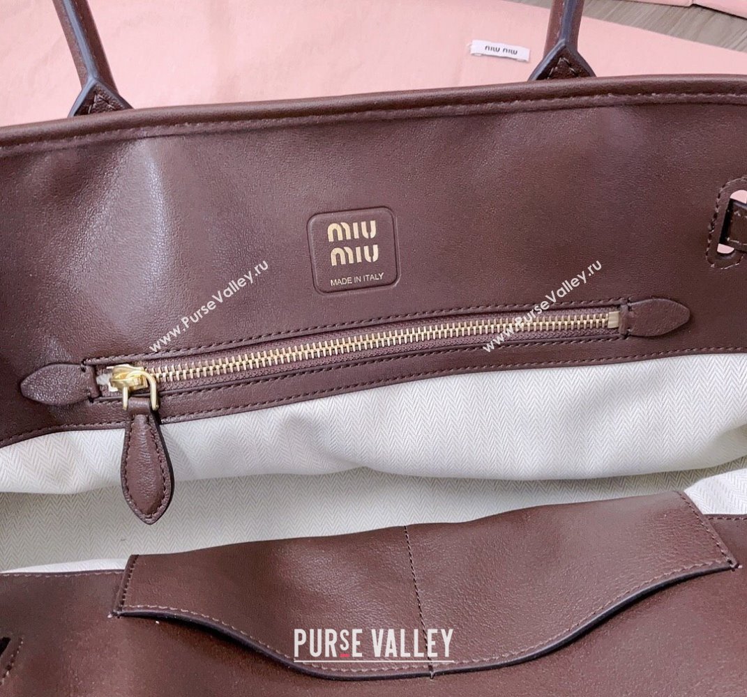 Miu Miu Aventure leather bag Briarwood Brown 2025 5BG310 (JD-250407121)