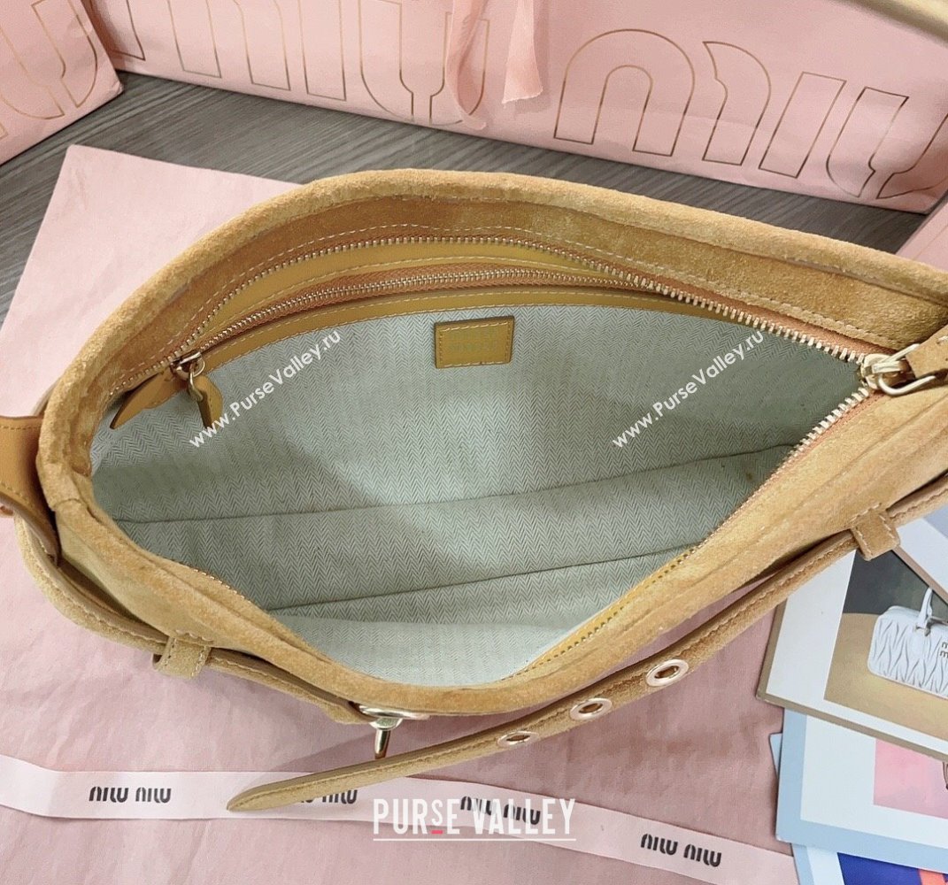 Miu Miu Aventure suede hobo bag Yellow 2025 5BC182 (JD-250407111)