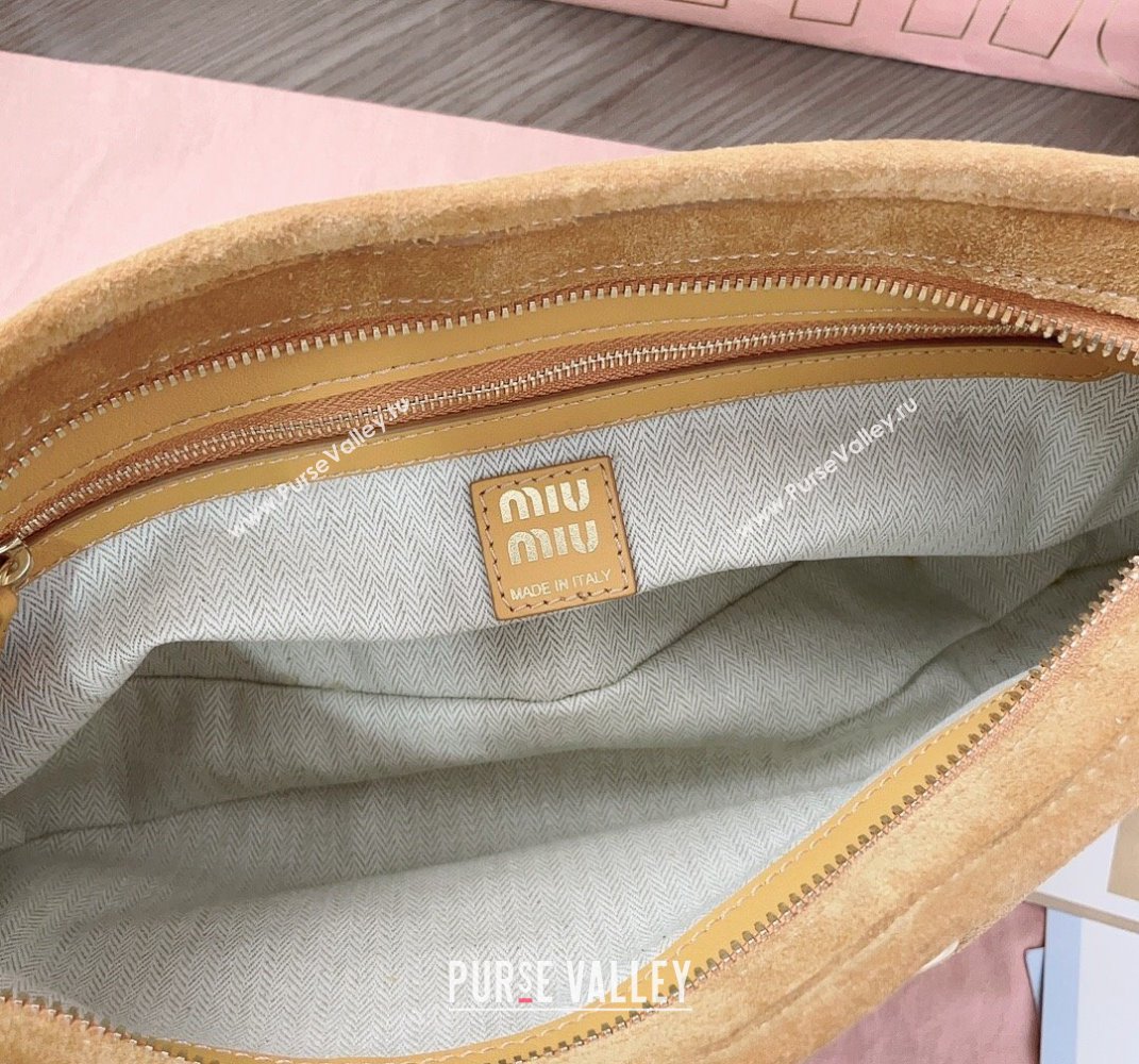 Miu Miu Aventure suede hobo bag Yellow 2025 5BC182 (JD-250407111)
