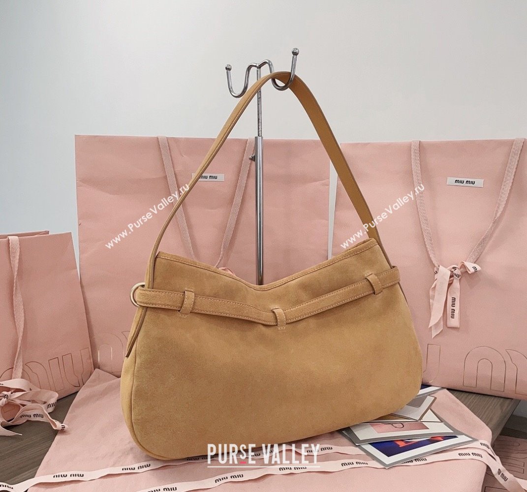 Miu Miu Medium Aventure suede hobo bag Yellow 2025 5BC181 (JD-250407116)
