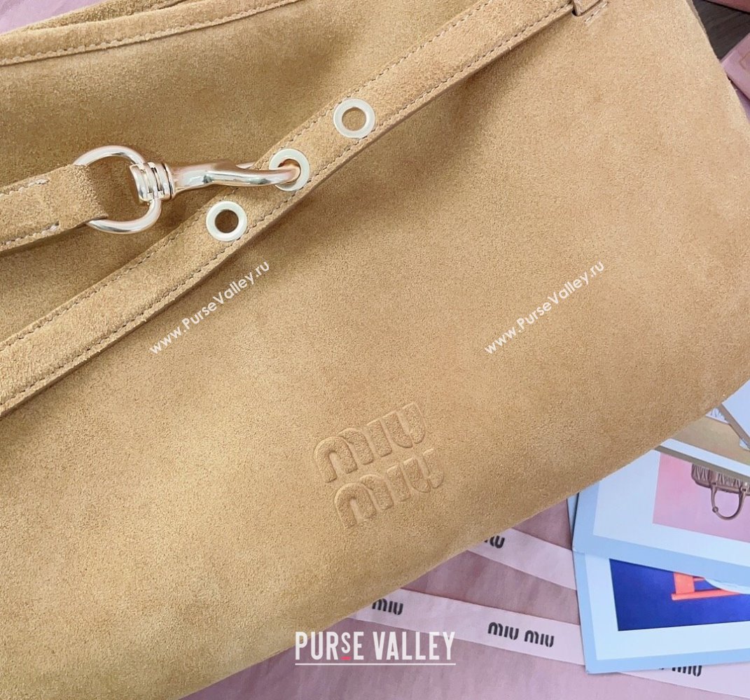 Miu Miu Medium Aventure suede hobo bag Yellow 2025 5BC181 (JD-250407116)