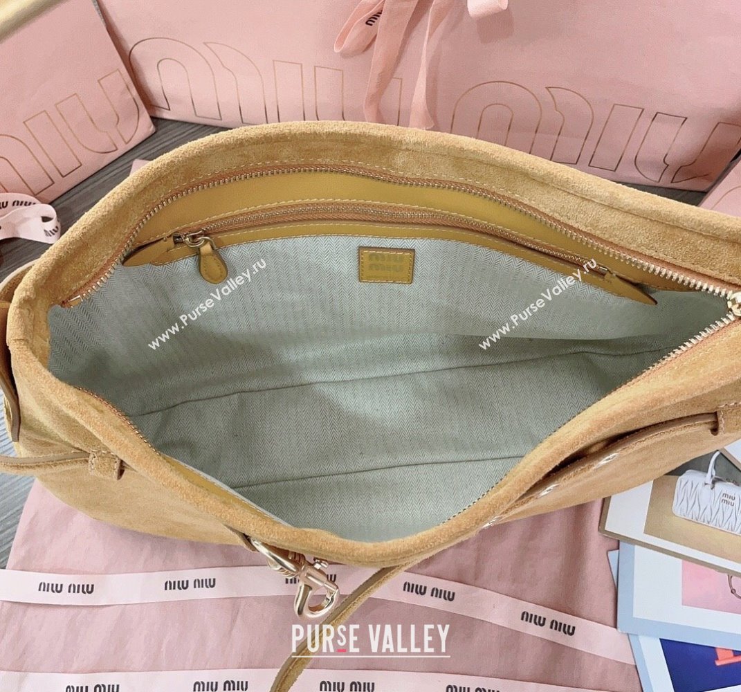Miu Miu Medium Aventure suede hobo bag Yellow 2025 5BC181 (JD-250407116)