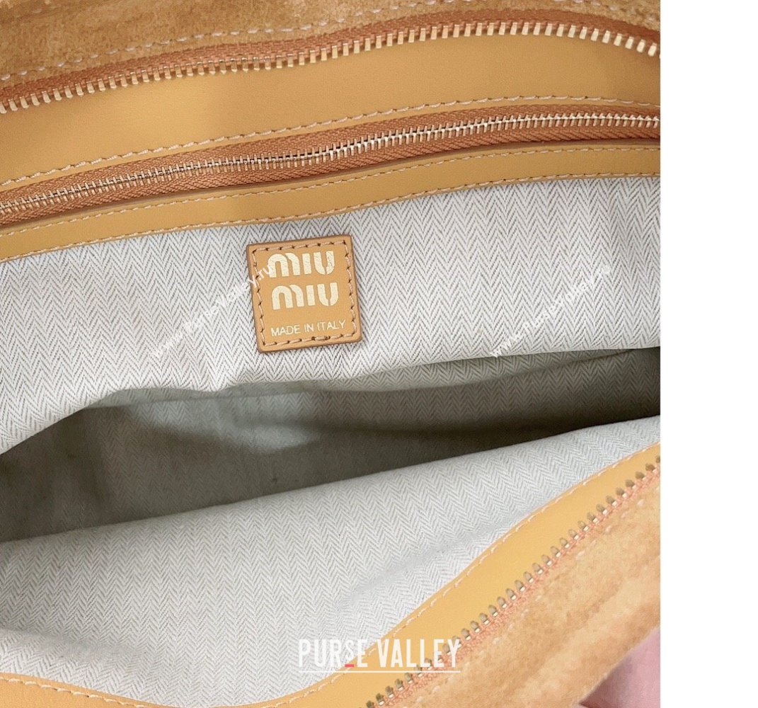 Miu Miu Medium Aventure suede hobo bag Yellow 2025 5BC181 (JD-250407116)